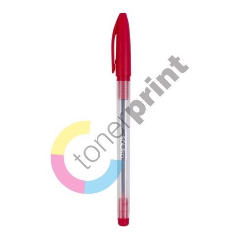 Spoko kuličkové pero, jednorázové, červená náplň, červené 1