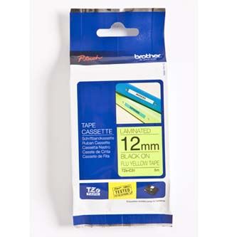 Páska do štítkovače Brother TZe-C31, 12mm, černý tisk/signální žlutá podklad,originál