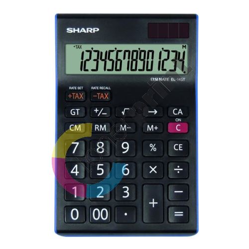 Kalkulačka Sharp EL145TBL, černo-modrá, stolní, čtrnáctimístná 1