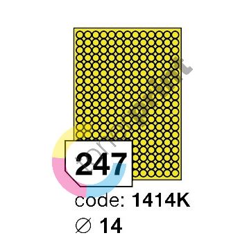 Samolepící etikety Rayfilm Office průměr 14 mm 300 archů, matně žlutá, R0121.1414KD 1