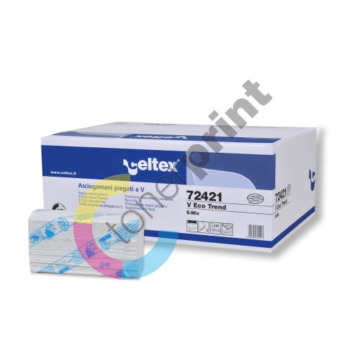 Ručníky papírové skládané CELTEX V Eco Trend 3150ks, 2vrstvy, bílo/zelené 1