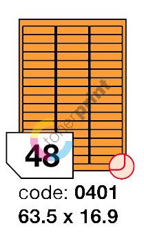 Samolepící etikety Rayfilm Office 63,5x16,9 mm 300 archů, fluo oranžová, R0133.0401D 1