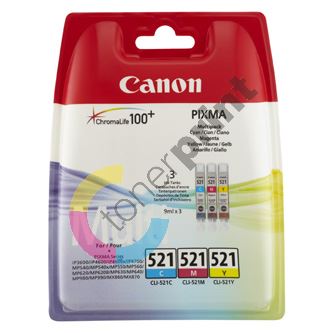 Canon originální ink CLI-521, CMY, blistr s ochranou, 3x9ml, 2934B011, Canon iP3600, iP4600, MP620, MP630, MP980, Poukázka k nákup