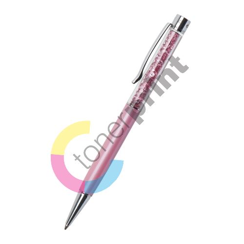 Kuličkové a dotykové pero Art Crystella, s krystaly Swarovski, růžová, 14cm 2