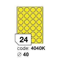 Samolepící etikety Rayfilm Office průměr 40 mm 100 archů, matně žlutá, R0121.4040KA