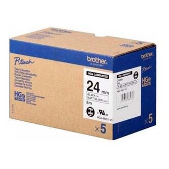 Páska do štítkovače Brother HGE-M951, 24mm, černý tisk/stříbrný matný podklad, originál