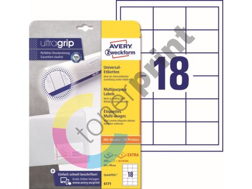 Samolepící etikety Ultragrip 64 x 45 mm, 30 listů A4 6171 1