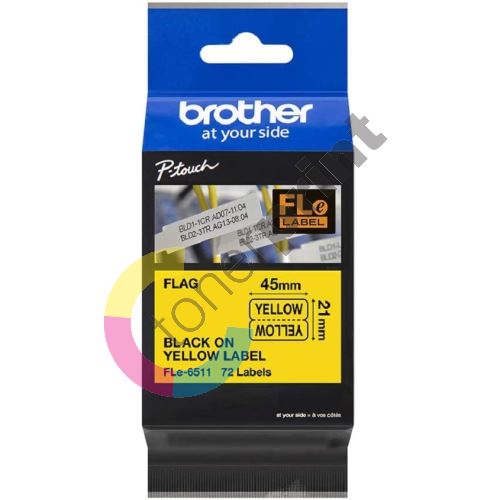 Páska do šítkovače Brother FLE6511, černý tisk/žlutý podklad, originál 1