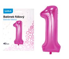 Balónek foliový č. 1 RŮŽOVÝ 43cm Balónek foliový č. 1 RŮŽOVÝ 43cm
