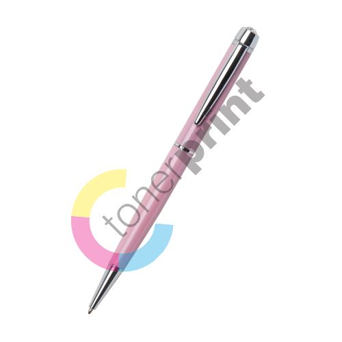 Kuličkové pero Art Crystella Lily Pen, růžová s bílými krystaly Swarovski, 13cm 2