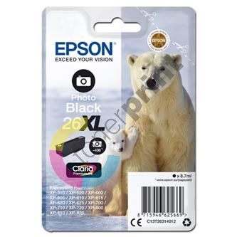 Inkoustová cartridge Epson C13T26314012, XP-800, XP-700, photo black, 26XL, originál