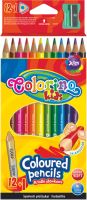 Pastelky Colorino, trojhranné, s ořezávátkem, 12 barev + oboustranná zlatá/stříbrná (1)
