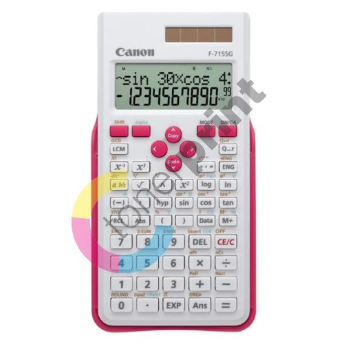 Kalkulačka Canon F-715SG, bílá, školní, dvanáctimístná, s růžovým krytem 1