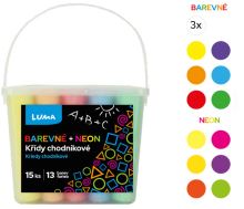 Křídy chodníkové 15ks barevné + NEON, box (1)