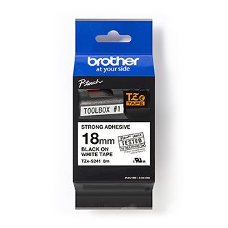 Páska do štítkovače Brother TZe-S241 18mm černý tisk/bílý podklad
