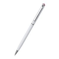 Kuličkové pero Art Crystella Slim bílá s růžovým krystalem Swarovski