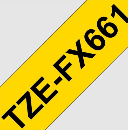 Páska do štítkovače Brother TZE-FX661, 36mm, černý tisk/žlutý podklad, originál