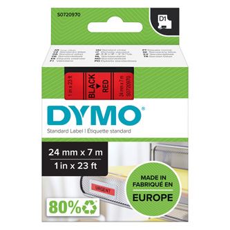 Páska Dymo D1 24 mm x 7m, černý tisk/červený podklad, 53717, S0720970