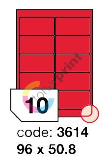 Samolepící etikety Rayfilm Office 96x50,8 mm 300 archů, fluo červená, R0132.3614D 1