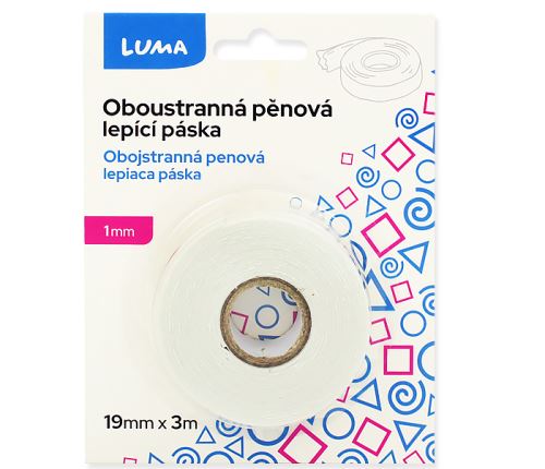 Oboustranná pěnová montážní páska 19 mm × 3 m, 1000 µm