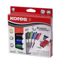 Popisovače Kores K-Marker 20863 Whiteboard, 4 barvy, 3 mm + magnetická houbička