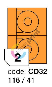 Samolepící etikety Rayfilm Office průměr 116/41 mm 300 archů, fluo oranžová, 1