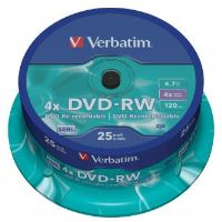 Verbatim DVD-RW Matt Silver 4,7 GB 4×, 120 min, 25 ks spindle – 43639