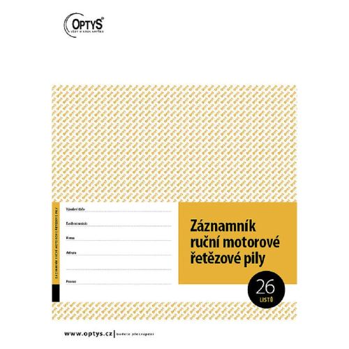 Záznamník ruční motorové pily A4 26 listů nepropisovací OP1235