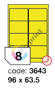 Samolepící etikety Rayfilm Office 96x63,5 mm 300 archů, fluo žlutá, R0131.3643D 1