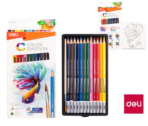 Pastelky Deli aquarelové Color Emotion 12 barev