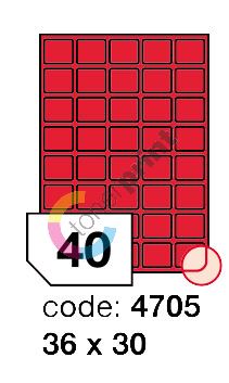 Samolepící etikety Rayfilm Office 36x30 mm 300 archů, fluo červená, R0132.4705D 1
