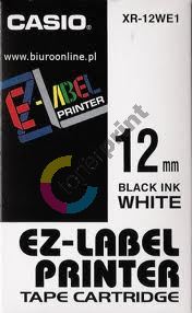 Páska Casio XR-12WE1 12mm černý tisk/bílý podklad 1