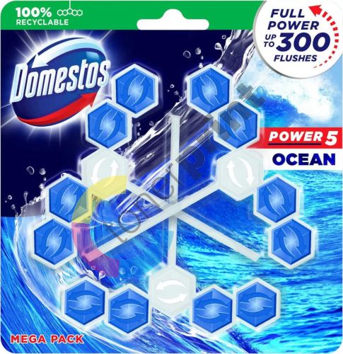 Domestos Power 5 Ocean Wc tuhý blok 3 x 55 g