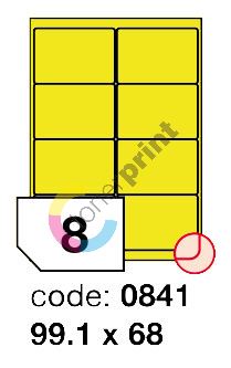 Samolepící etikety Rayfilm Office 99,1x68 mm 300 archů, fluo žlutá, R0131.0841D 1