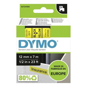 Páska Dymo D1 12 mm x 7m, černý tisk/žlutý podklad, 45018, S0720580