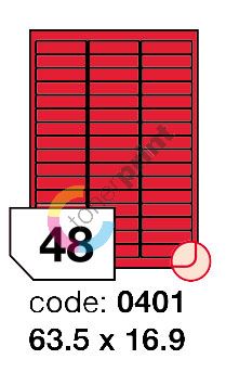 Samolepící etikety Rayfilm Office 63,5x16,9 mm 300 archů, fluo červená, R0132.0401D 1