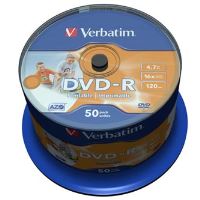 Verbatim DVD-R AZO 4,7 GB 16× Wide Inkjet Printable, 50 ks Spindle – 43533