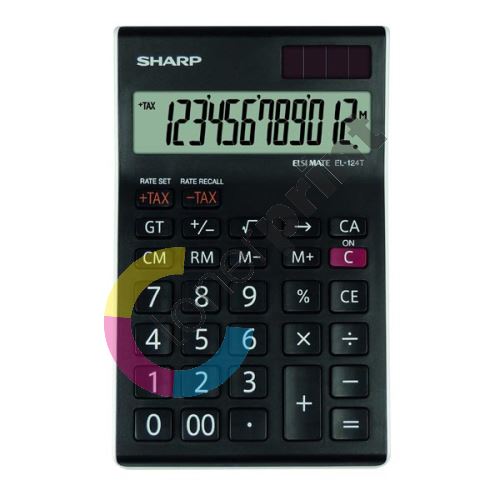 Kalkulačka Sharp EL124TWH, černo-bílá, stolní, dvanáctimístná 1