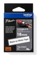 Páska do štítkovače Brother TZE-FX241, 18mm, černý tisk/bílý podklad, originál