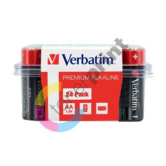 Baterie alkalická, AA, 1.5V, Verbatim, krabička, 24-pack, 49505