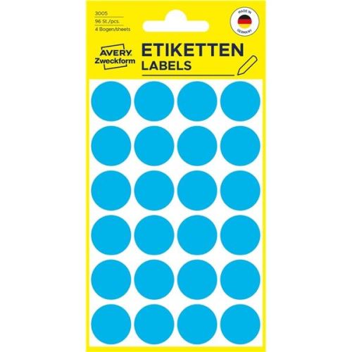 Etikety na ruční popis kolečko průměr 18 mm - modré - 3005