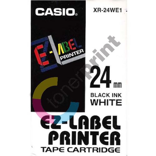 Páska Casio XR-24WE1 24mm černý tisk/bílý podklad originál 1