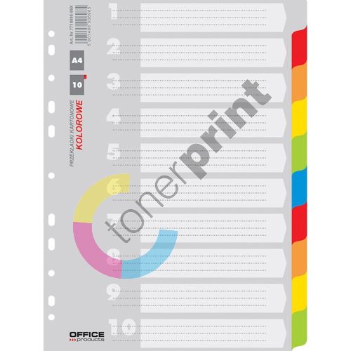 Office rozlišovač číselný 1-10, A4, karton, 10 listů, mix barev 1