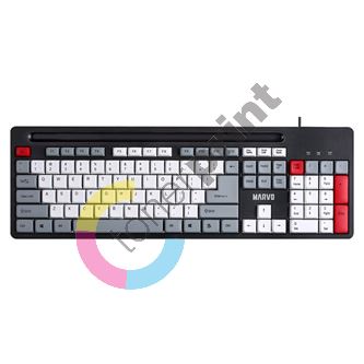 Marvo KB005, klávesnice US, klasická, drátová (USB), černo-červená