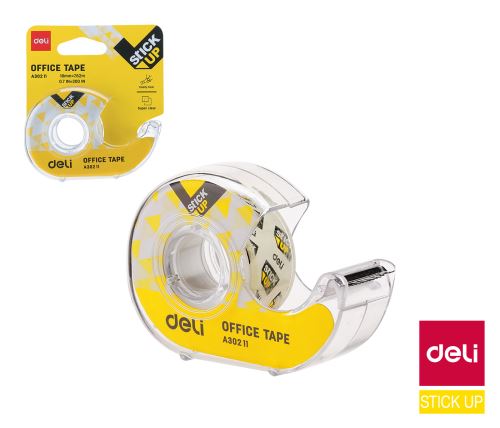 Kancelářská lepicí páska Deli Stick Up EA30211 s odvíječem 18 mm × 7,62 m transparentní
