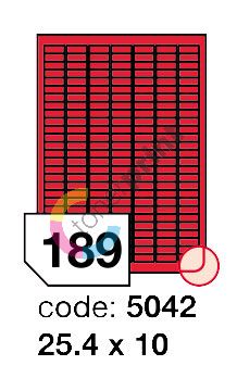 Samolepící etikety Rayfilm Office 25,4x10 mm 300 archů, fluo červená, R0132.5042D 1
