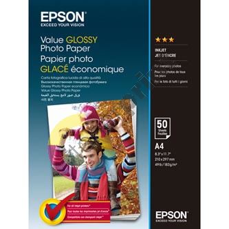 Epson Value Glossy Photo Paper, foto papír, lesklý, bílý, A4, 183 g/m2, 50 ks