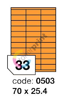 Samolepící etikety Rayfilm Office 70x25,4 mm 300 archů, fluo oranžová, R0133.0503D 1