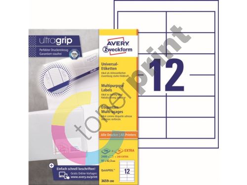 Samolepící etikety Ultragrip 97 x 42,3 mm, 220 listů A4 3659-200 1