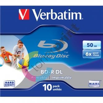 50GB Verbatim BD-R DL, printable, jewel, 43736, 6x, 1ks